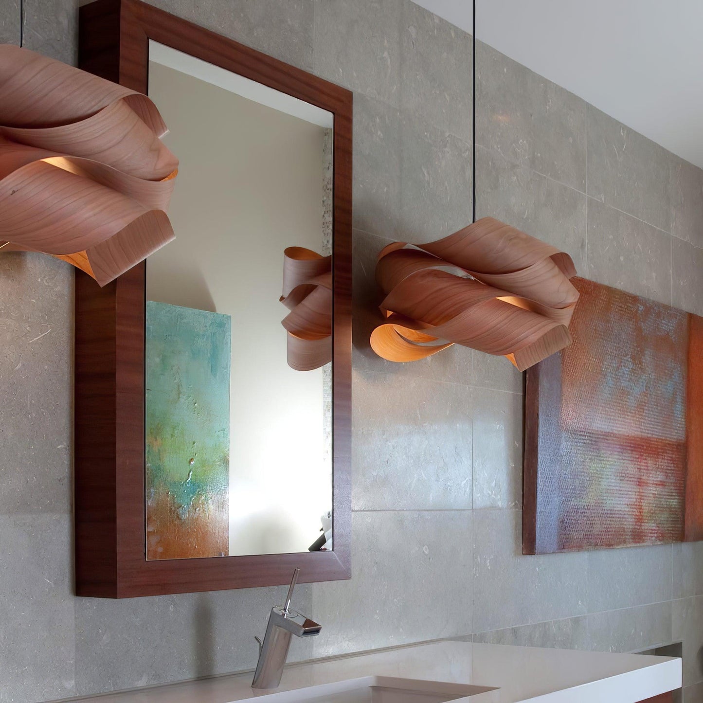 Natuurlijke Houten Hanglamp - LED Verlichting Sfeer