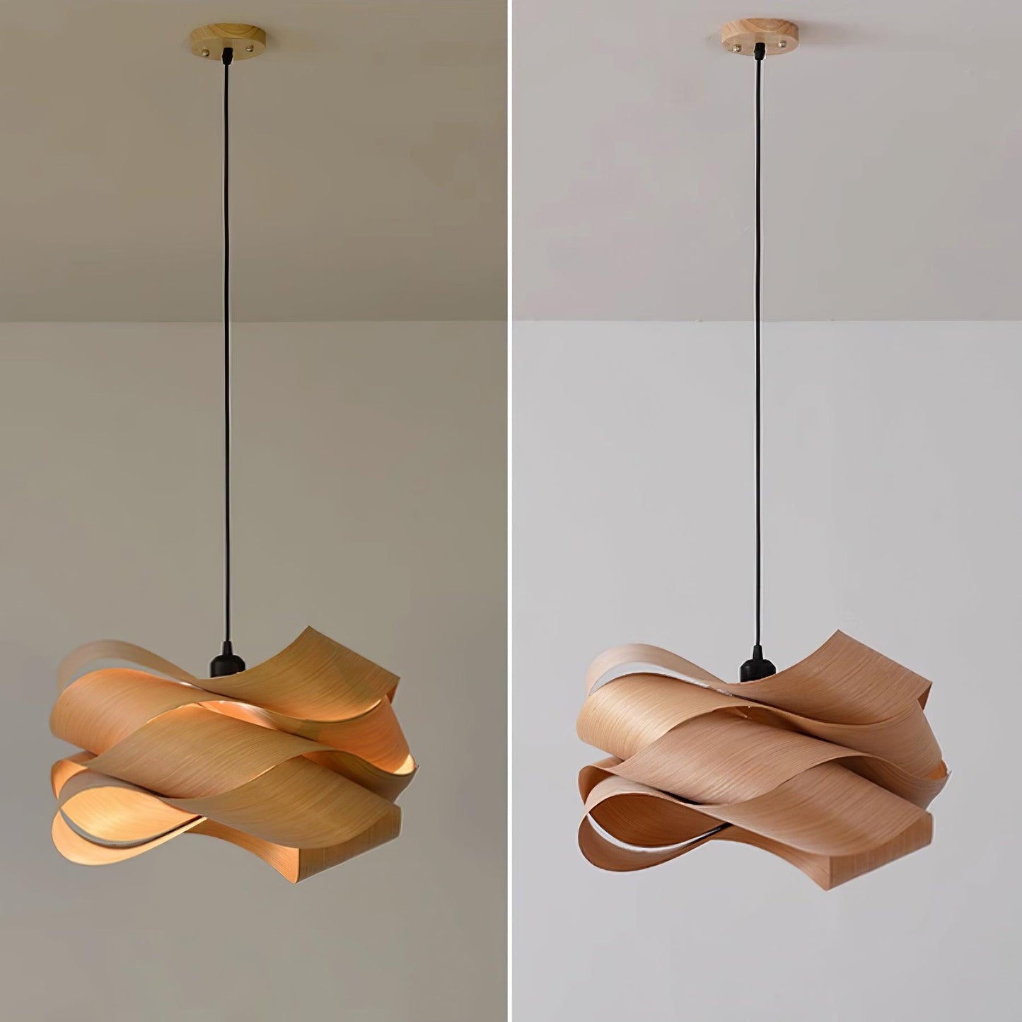 Natuurlijke Houten Hanglamp - LED Verlichting Sfeer