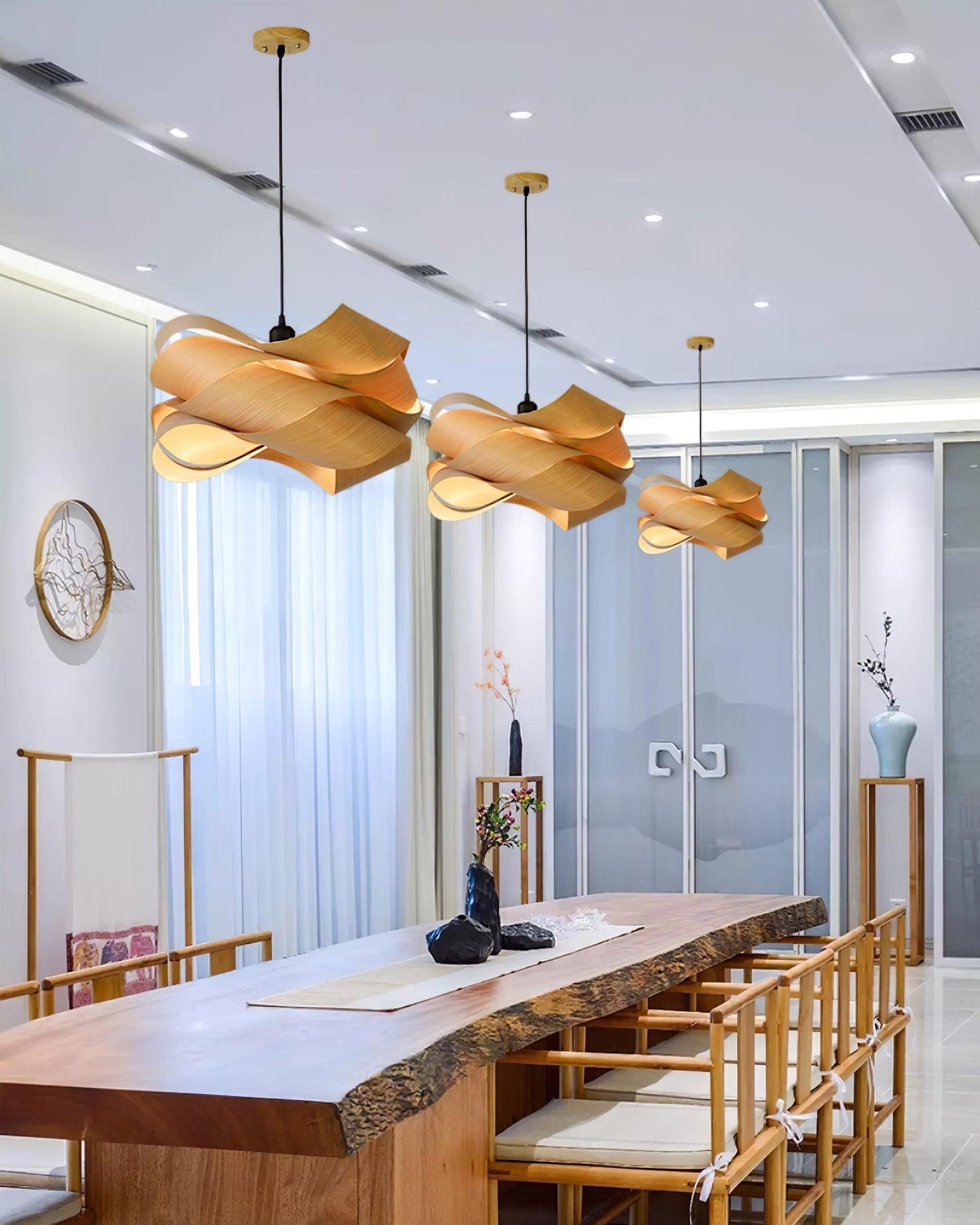 Natuurlijke Houten Hanglamp - LED Verlichting Sfeer