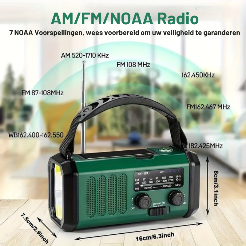 Noodradio met Zonnepaneel en Powerbankfunctie
