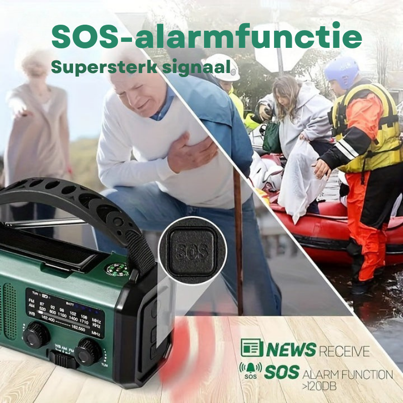 Noodradio met Zonnepaneel en Powerbankfunctie