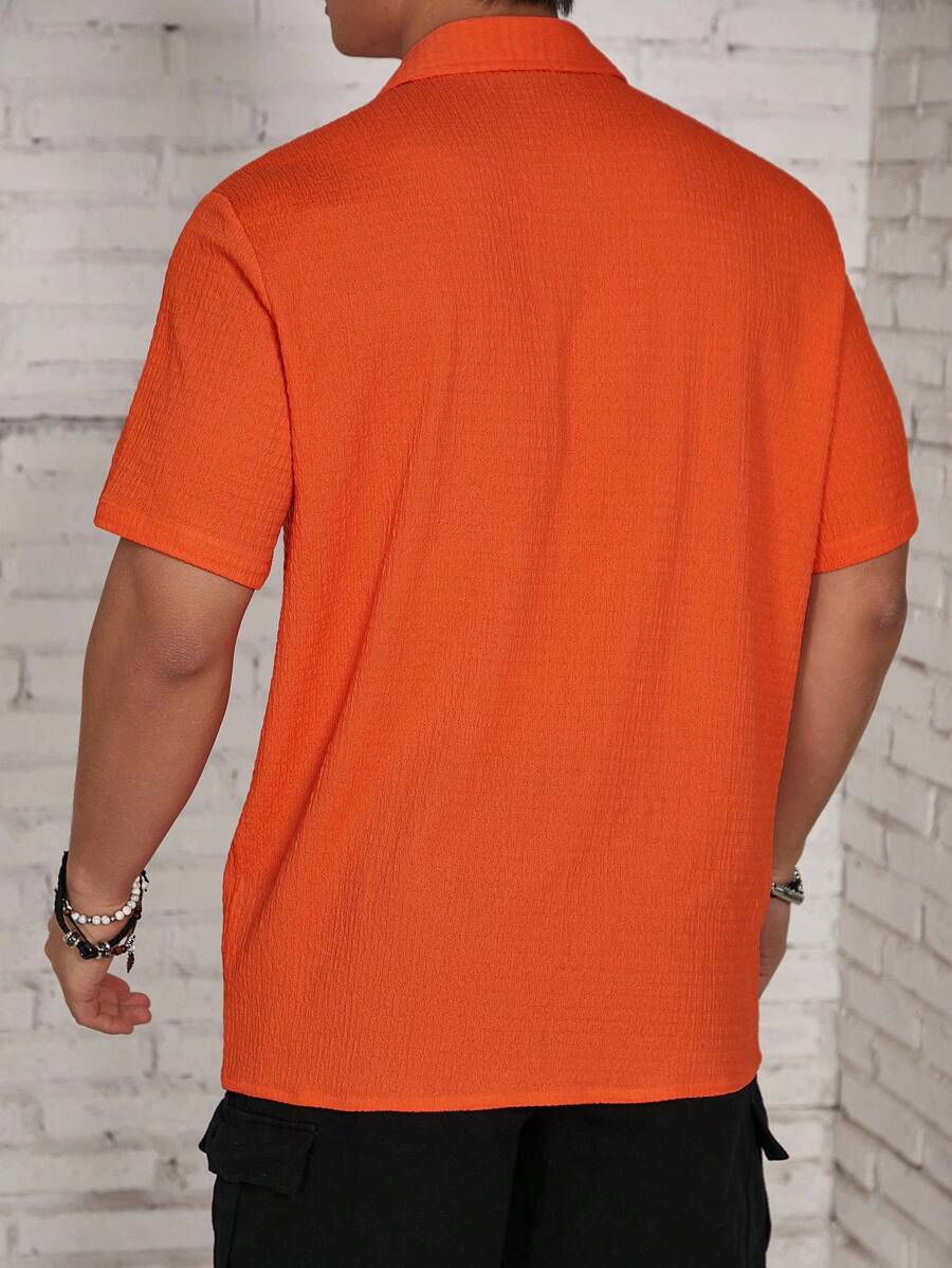 Oranje Heren Overhemd Korte Mouwen Regular Fit