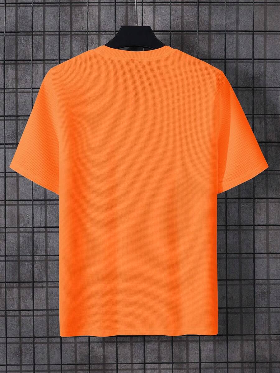 Oranje Heren T-shirt met Moderne Halslijn