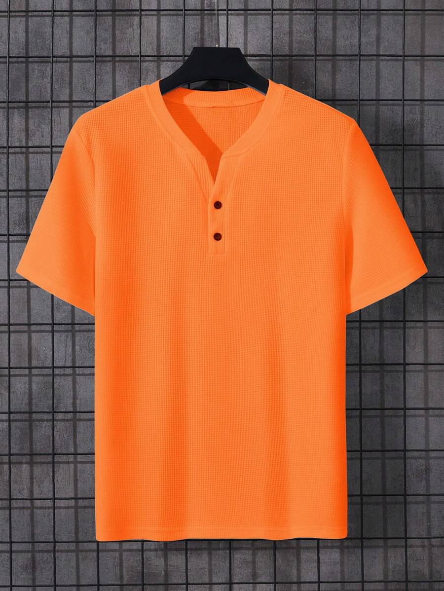 Oranje Heren T-shirt met Moderne Halslijn