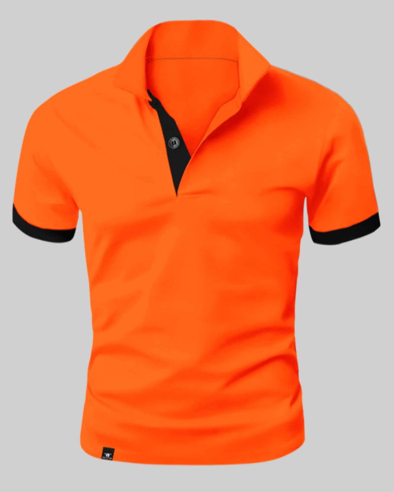 Oranje Herenpolo met Contrasterende Details
