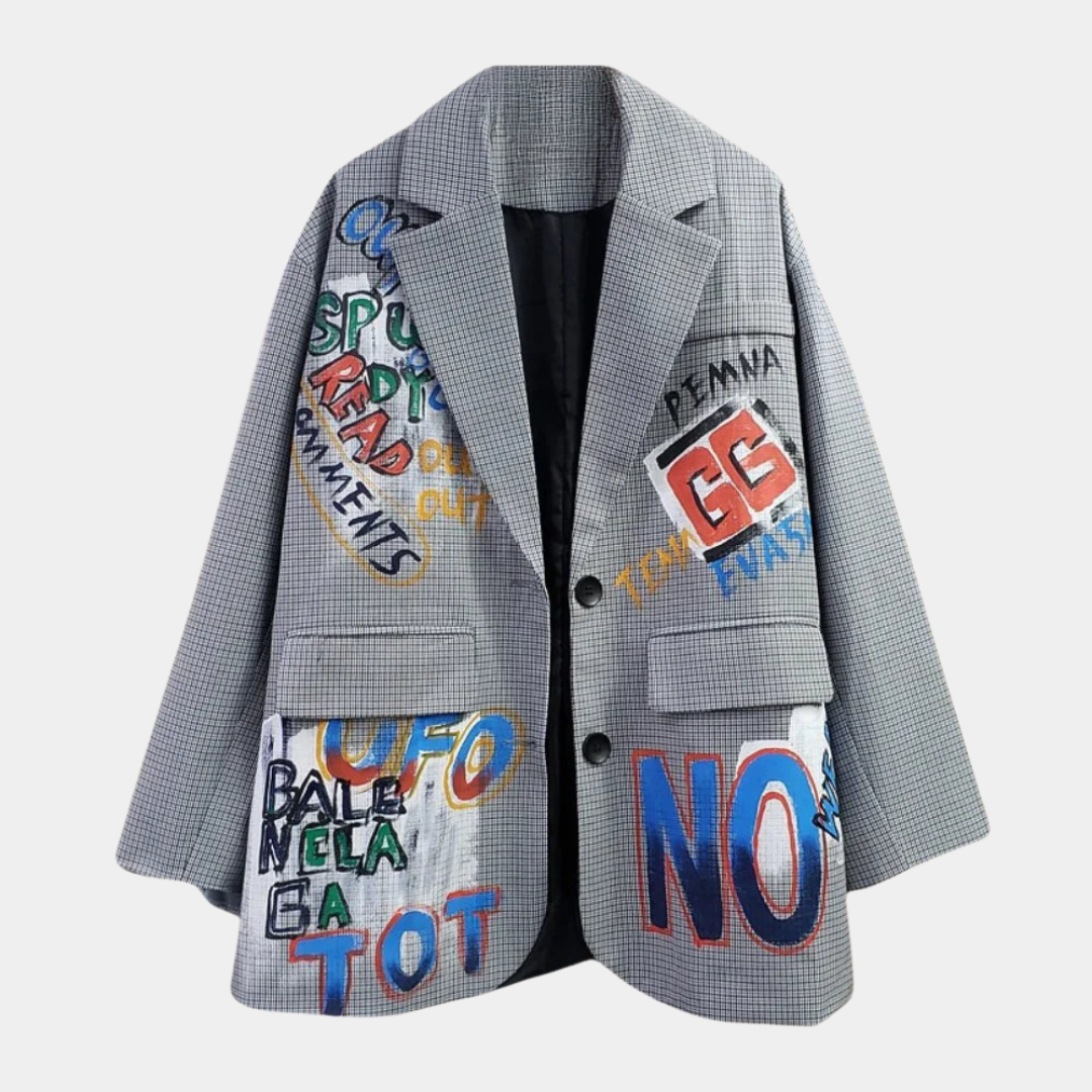 Oversized Blazer Dames met Ruitprint