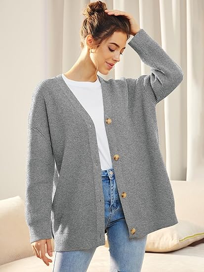 Oversized Damesvest V-hals Knoopsluiting Aleen