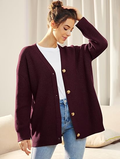 Oversized Damesvest V-hals Knoopsluiting Aleen