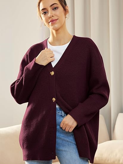 Oversized Damesvest V-hals Knoopsluiting Aleen