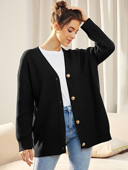 Oversized Damesvest V-hals Knoopsluiting Aleen