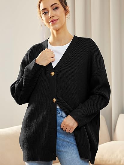 Oversized Damesvest V-hals Knoopsluiting Aleen