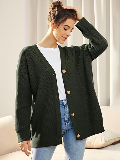 Oversized Damesvest V-hals Knoopsluiting Aleen