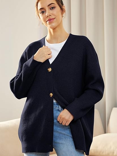 Oversized Damesvest V-hals Knoopsluiting Aleen