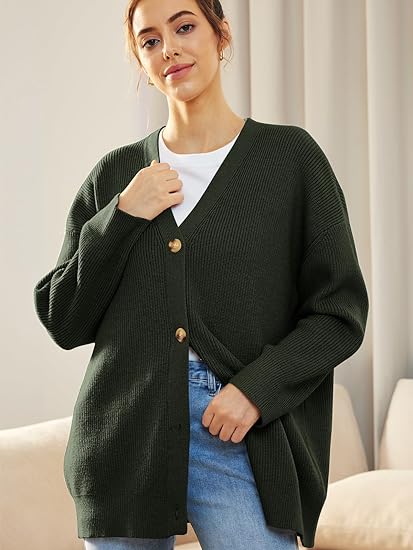 Oversized Damesvest V-hals Knoopsluiting Aleen
