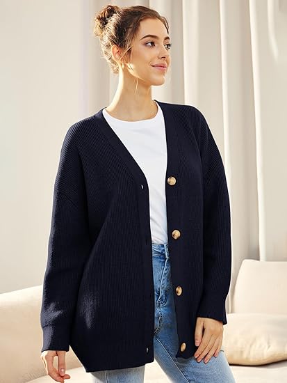 Oversized Damesvest V-hals Knoopsluiting Aleen