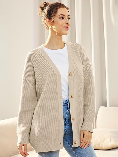 Oversized Damesvest V-hals Knoopsluiting Aleen