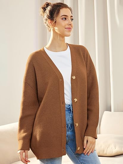 Oversized Damesvest V-hals Knoopsluiting Aleen
