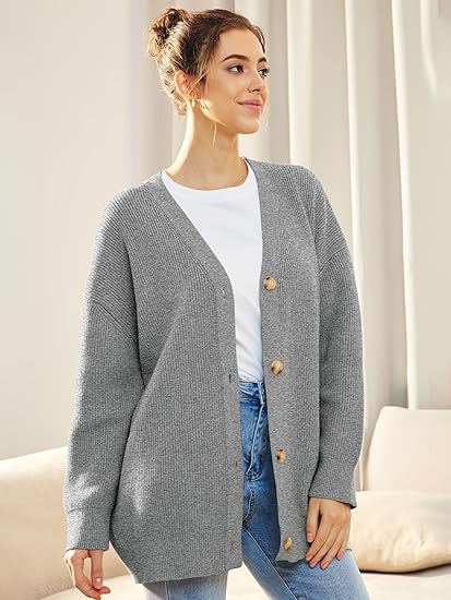 Oversized Damesvest V-hals Knoopsluiting Aleen