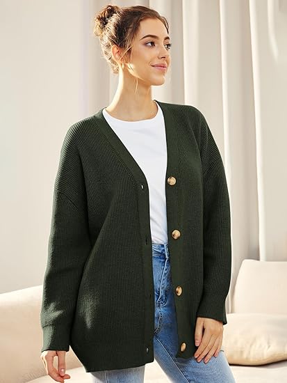Oversized Damesvest V-hals Knoopsluiting Aleen