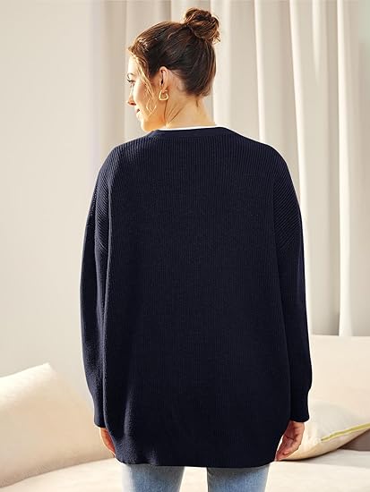Oversized Damesvest V-hals Knoopsluiting Aleen