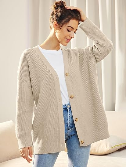 Oversized Damesvest V-hals Knoopsluiting Aleen