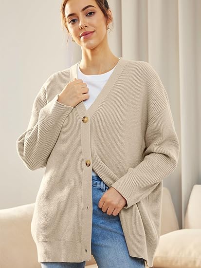 Oversized Damesvest V-hals Knoopsluiting Aleen