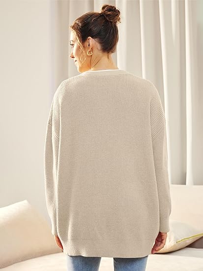 Oversized Damesvest V-hals Knoopsluiting Aleen