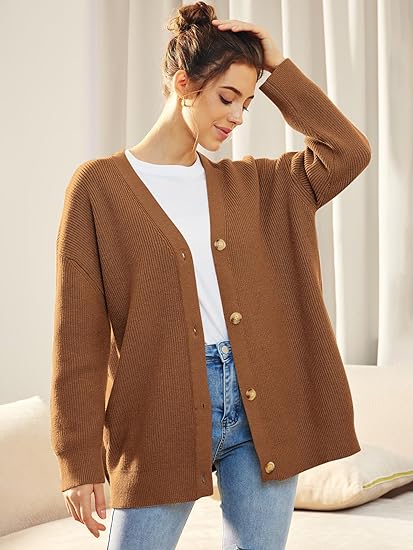 Oversized Damesvest V-hals Knoopsluiting Aleen