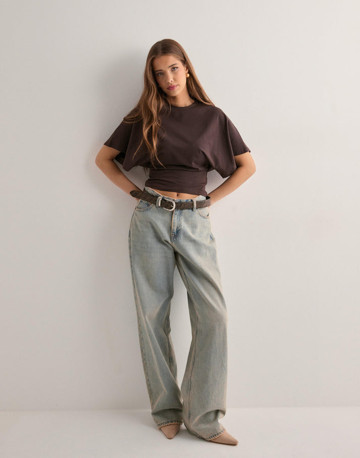 Oversized T-shirt met Brede Mouwen