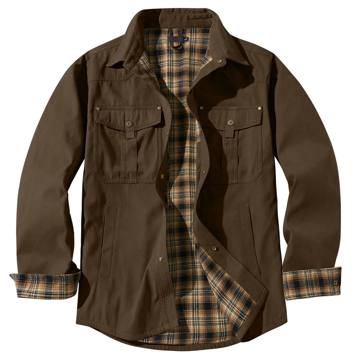 Plus Size Heren Flanellen Ruitjas Met Capuchon