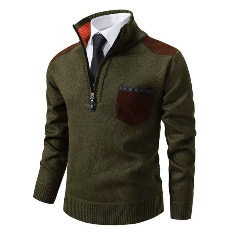 Pullover Trui met Kraag en Borstzak