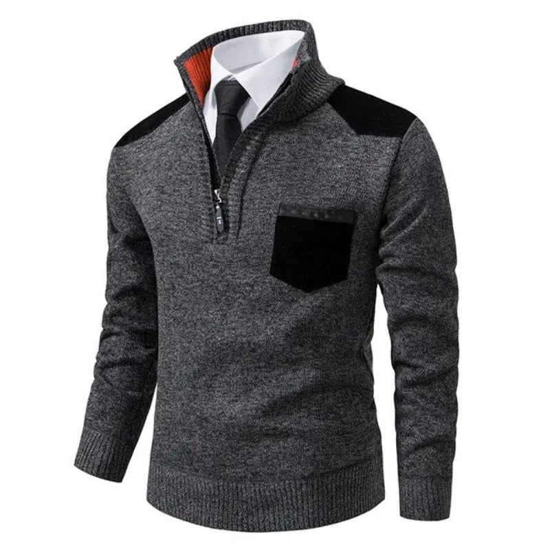 Pullover Trui met Kraag en Borstzak