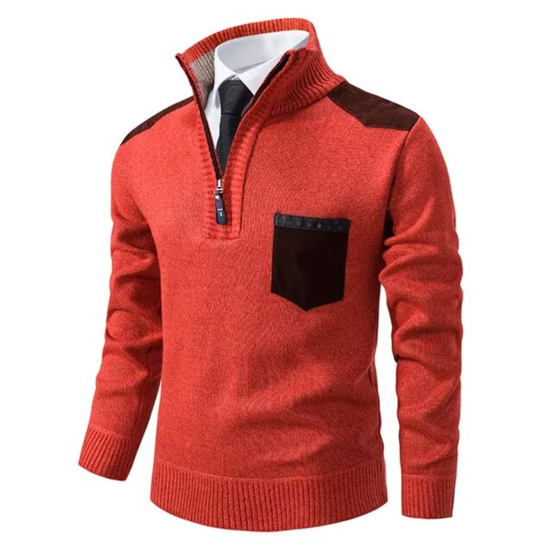 Pullover Trui met Kraag en Borstzak