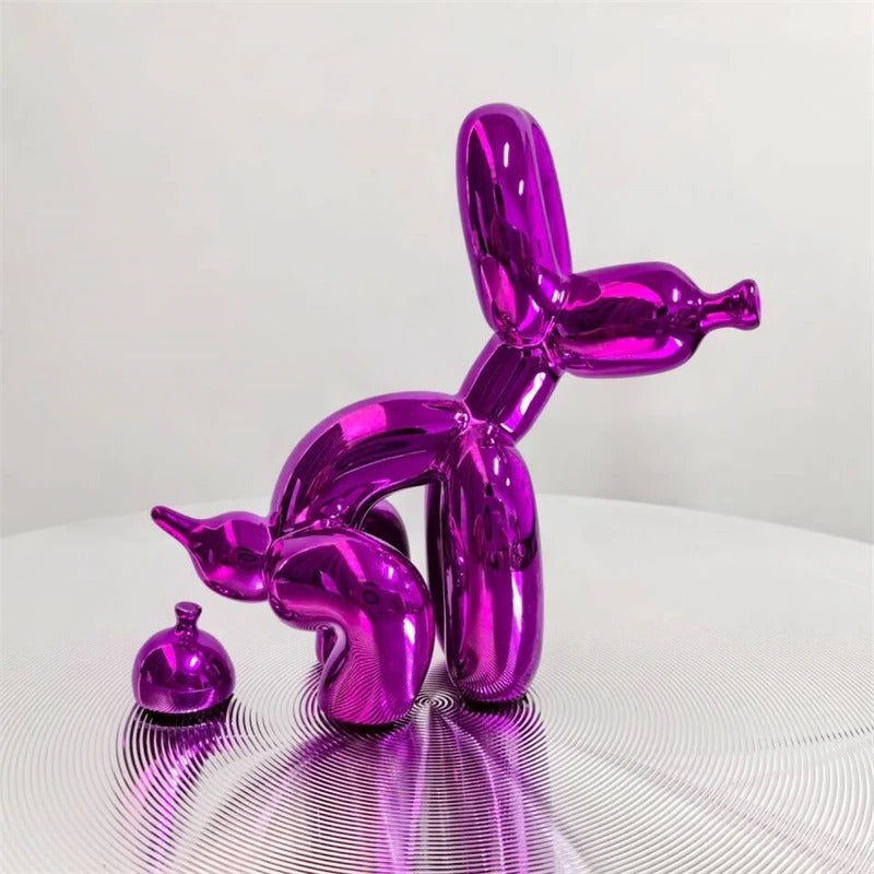 PuppyBalloon - Speelse Hars Hond Sculptuur