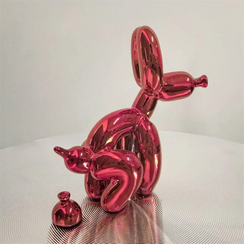 PuppyBalloon - Speelse Hars Hond Sculptuur