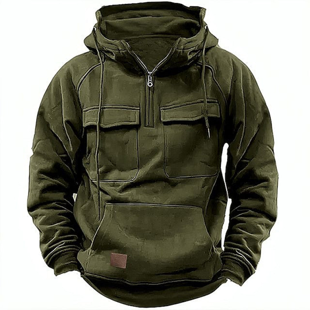 Retro Motor Hoodie Heren met Praktische Details