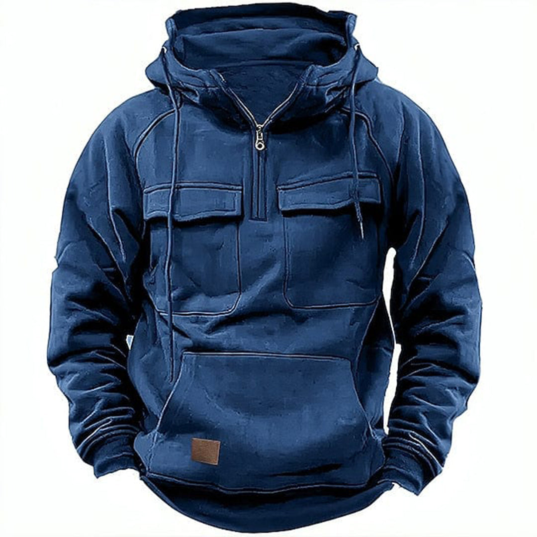 Retro Motor Hoodie Heren met Praktische Details