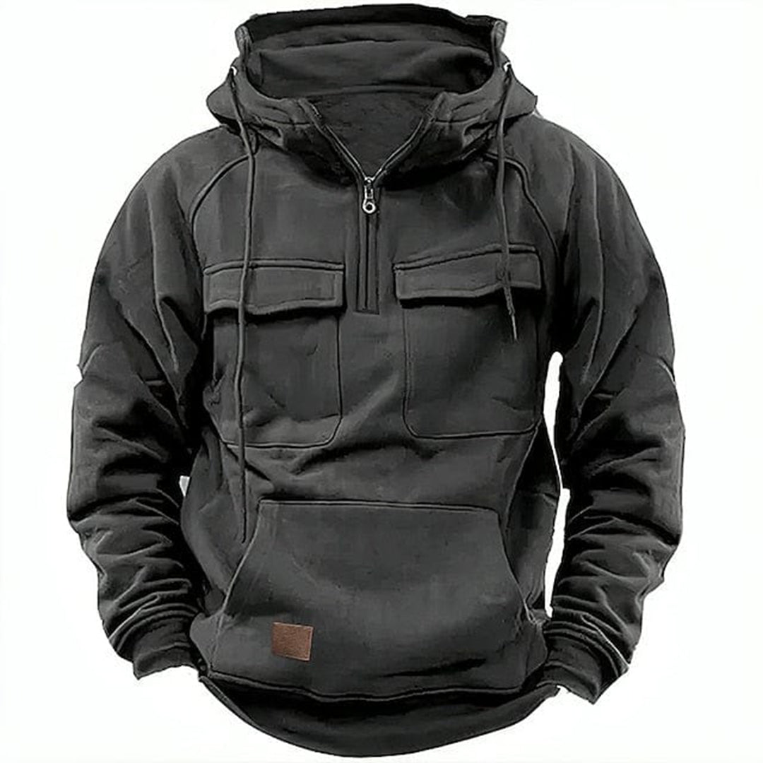 Retro Motor Hoodie Heren met Praktische Details