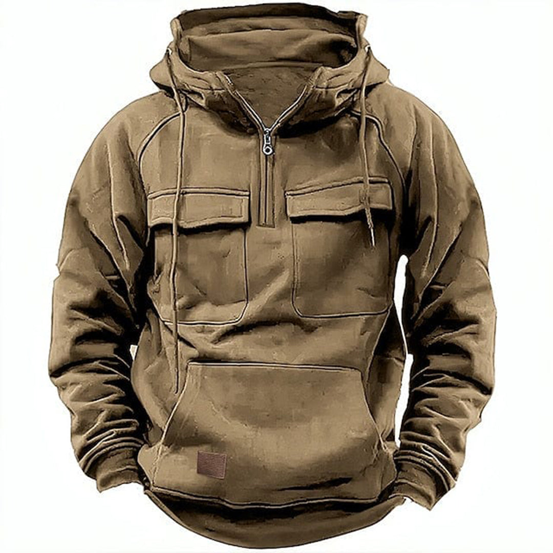 Retro Motor Hoodie Heren met Praktische Details