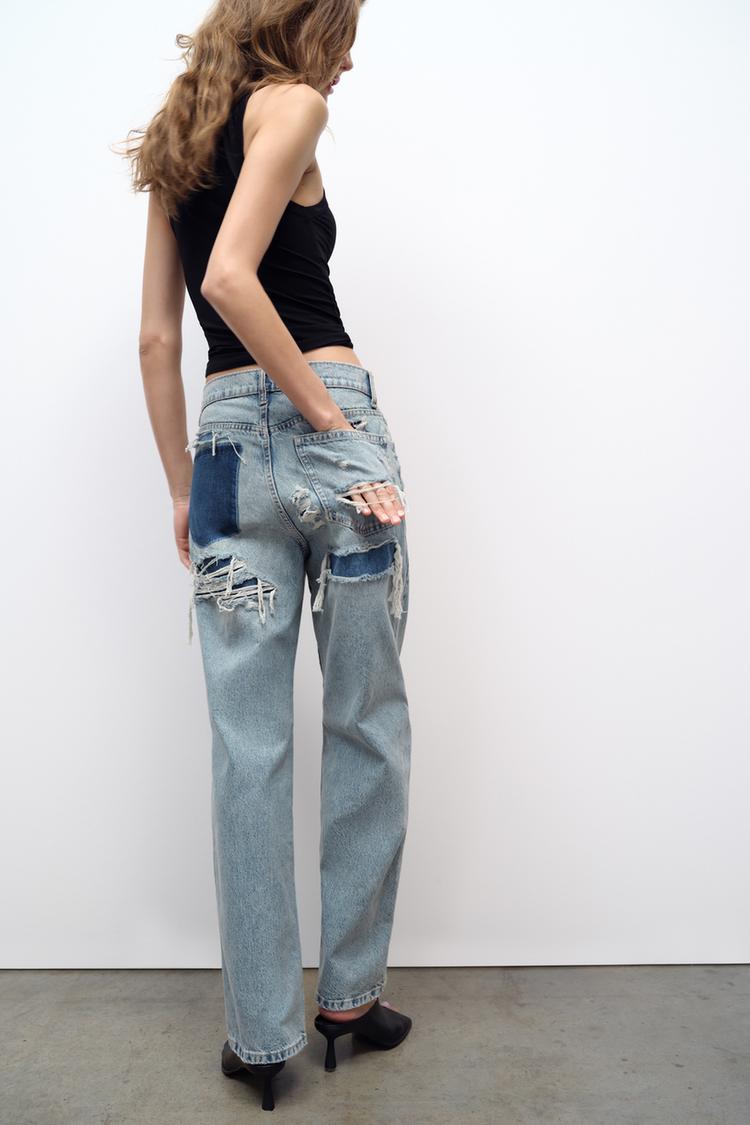 Ripped Jeans Dames Wideleg Damaged Look