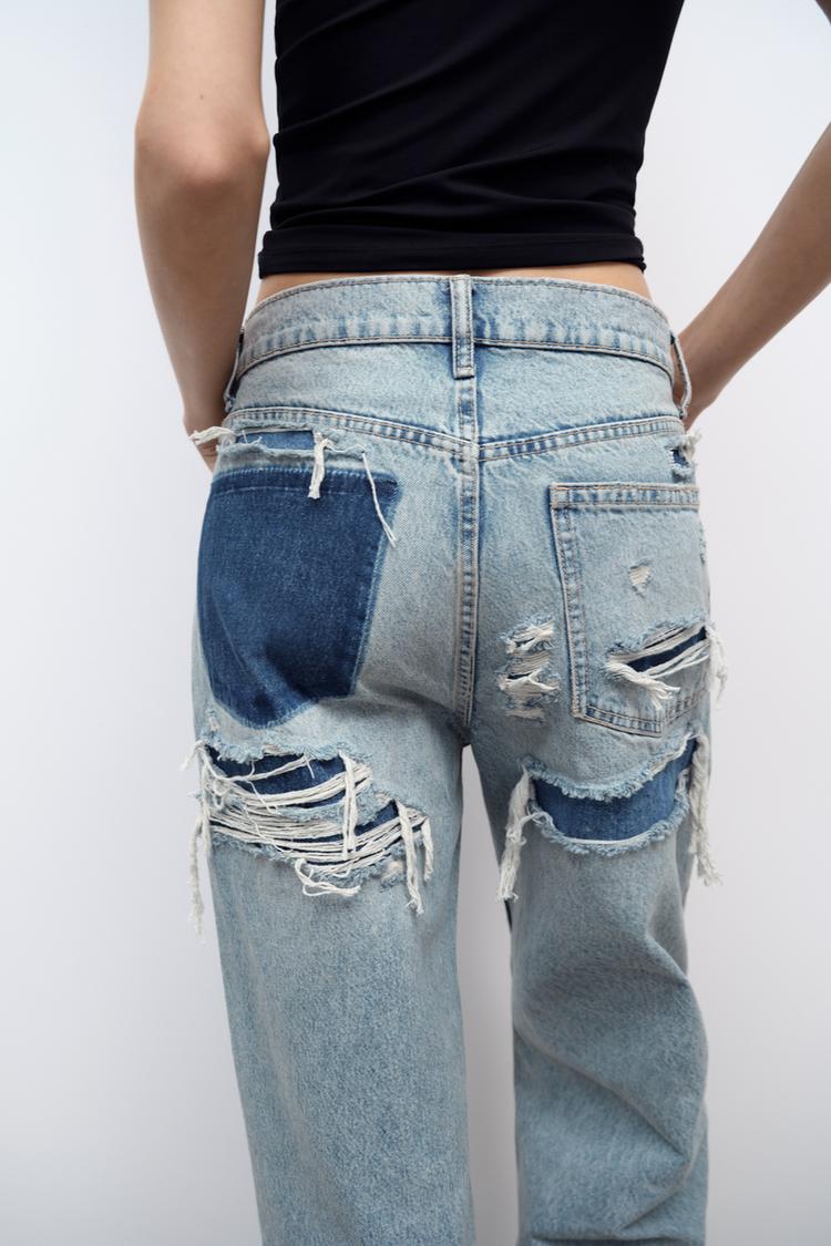Ripped Jeans Dames Wideleg Damaged Look