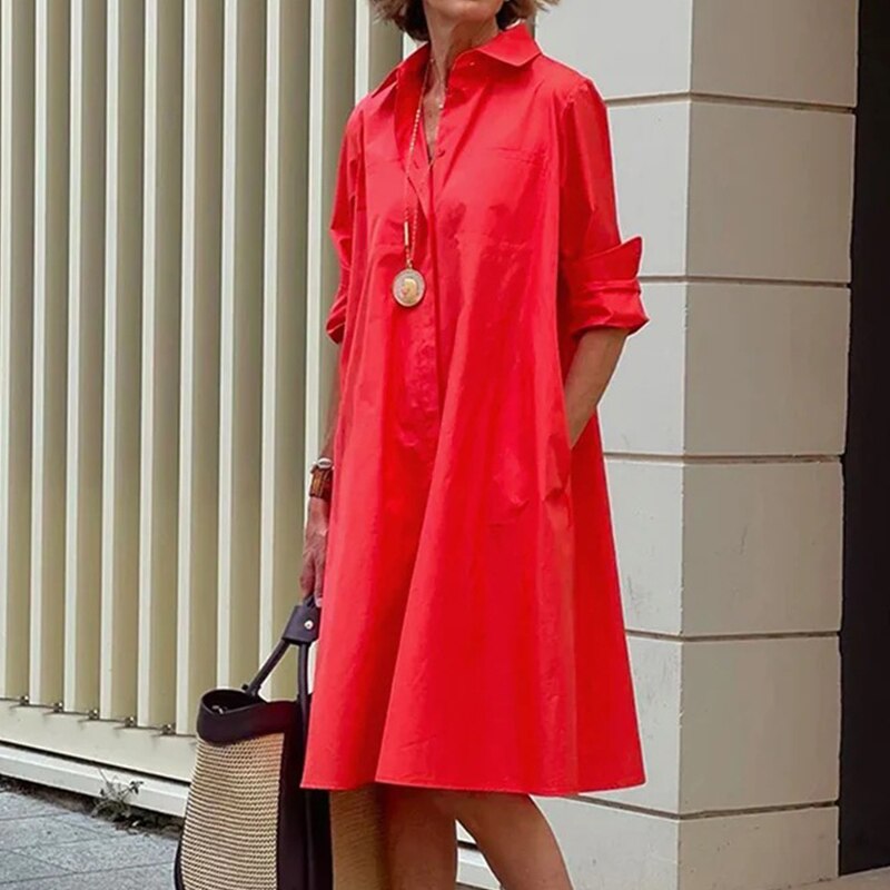 Roella Dames Midi Jurk met Kraag