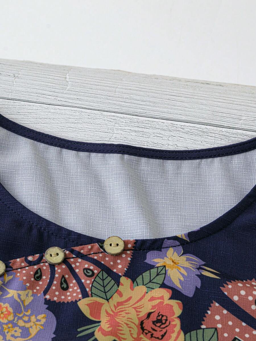 Rosana Bloemenpatroon Shirt Korte Mouwen
