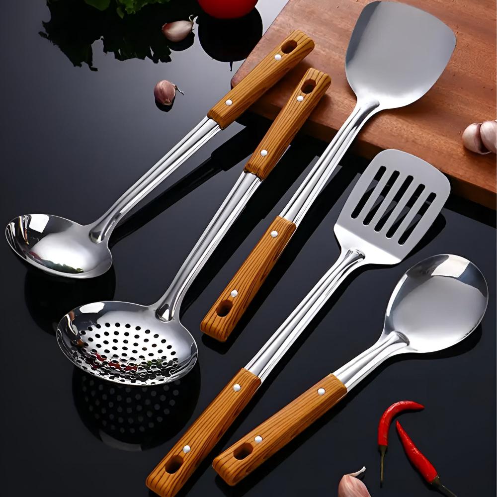 Sandok Premium Houten Handgreep Keukenset 5-delig