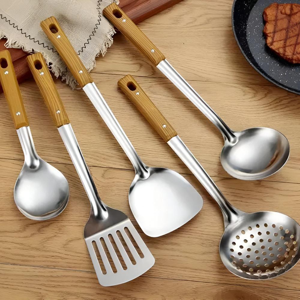 Sandok Premium Houten Handgreep Keukenset 5-delig