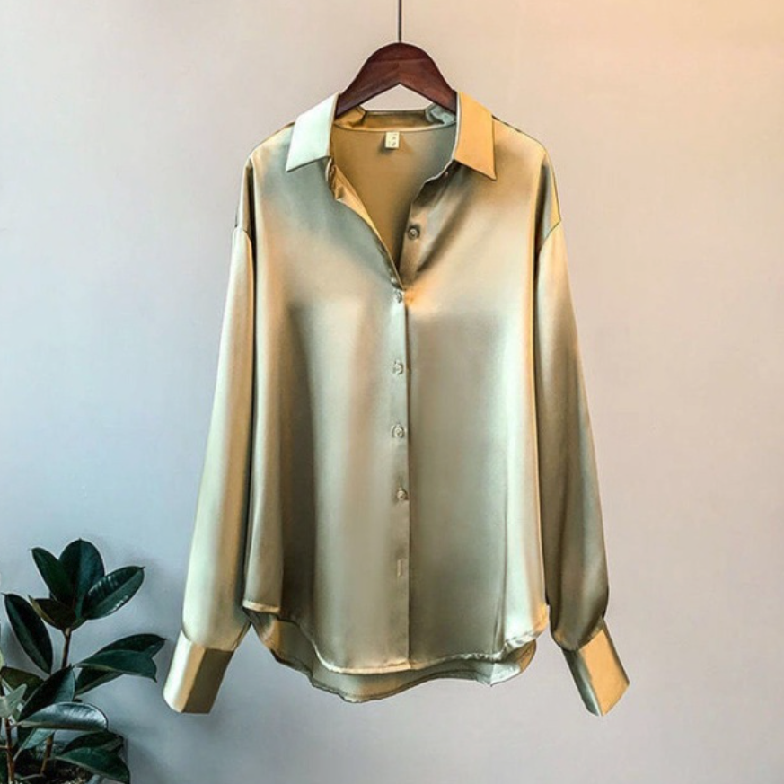 Satijnen Blouse met Klassieke Kraag