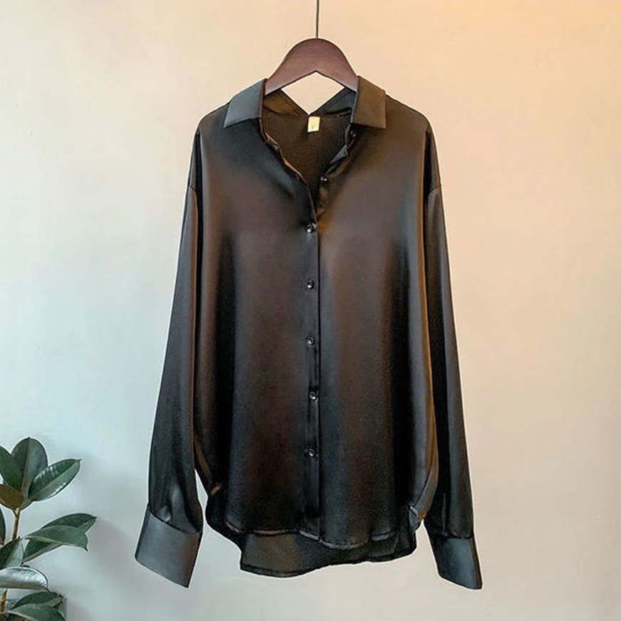 Satijnen Blouse met Klassieke Kraag