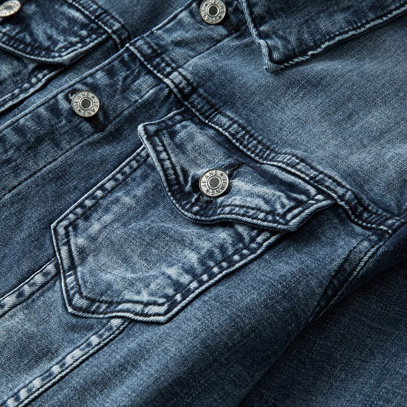 Slim Fit Biker Denimjack voor Heren