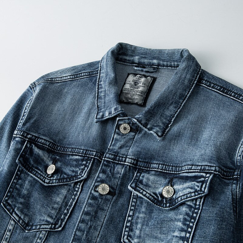 Slim Fit Biker Denimjack voor Heren
