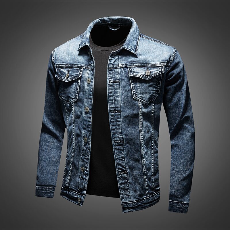 Slim Fit Biker Denimjack voor Heren